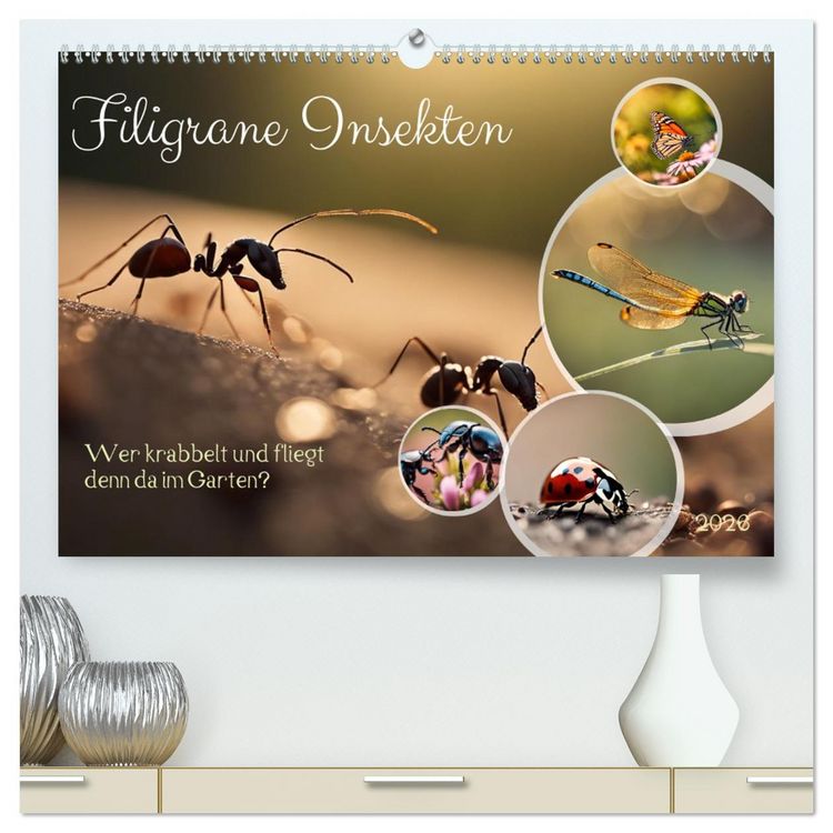 Produktbild: Filigrane Insekten (hochwertiger Premium Wandkalender 2026 DIN A2 quer), Kunstdruck in Hochglanz