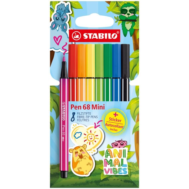 Produktbild: STABILO Filzstift Pen 68 Mini Animal Vibes, 8er Set