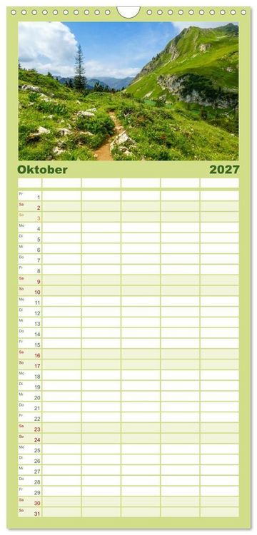 Produktbild: Familienplaner 2027 - Oberstdorf - Bergparadies in den Alpen mit 5 Spalten (Wandkalender, 21 x 45 cm) CALVENDO