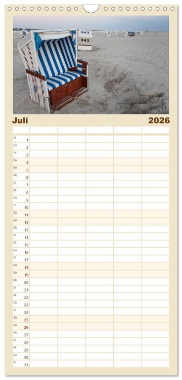 Produktbild: Familienplaner 2026 - Sankt Peter-Ording. Sonne - Strand - Meer mit 5 Spalten (Wandkalender, 21 x 45 cm) CALVENDO