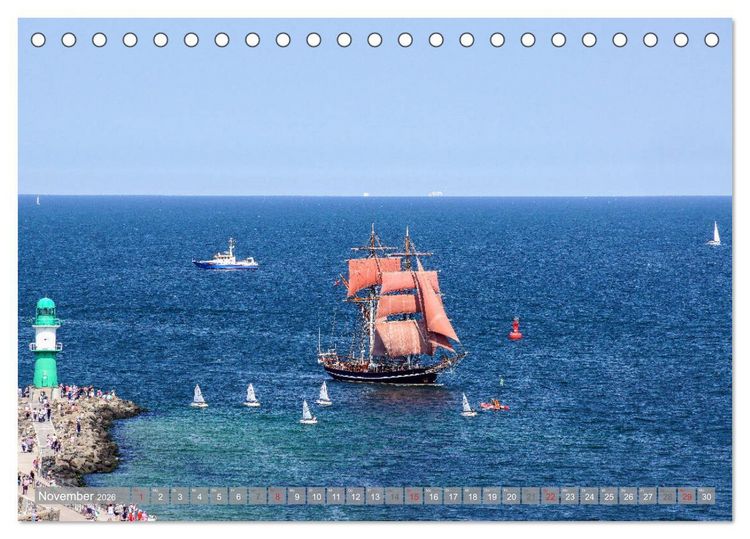 Produktbild: Rostock und Warnem&uuml;nde - Tor zur Welt (Tischkalender 2026 DIN A5 quer), CALVENDO Monatskalender