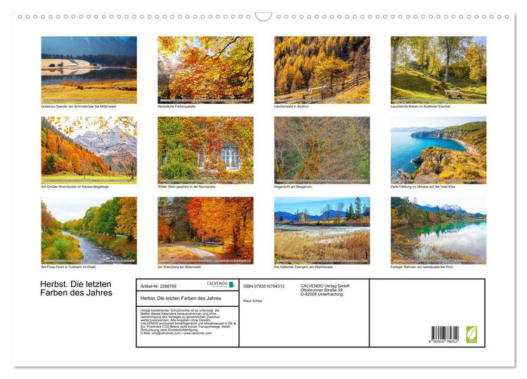 Produktbild: Herbst. Die letzten Farben des Jahres (Wandkalender 2027 DIN A2 quer), CALVENDO Monatskalender