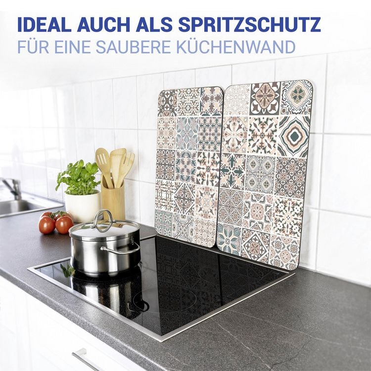 Produktbild: Herdabdeckplatte Universal Mod. Kachel, 2er Set, f&uuml;r alle Herdarten geeignet