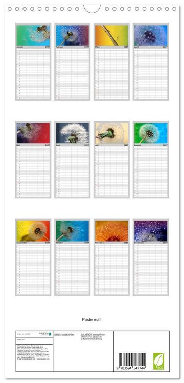 Produktbild: Familienplaner 2027 - Puste mal! mit 5 Spalten (Wandkalender, 21 x 45 cm) CALVENDO