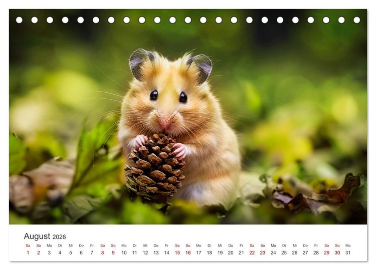 Produktbild: Wild und flauschig - Hamster - Abenteuer in freier Natur (Tischkalender 2026 DIN A5 quer), CALVENDO Monatskalender