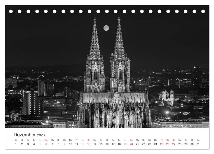 Produktbild: K&ouml;ln - monochrome Ansichten (Tischkalender 2026 DIN A5 quer), CALVENDO Monatskalender