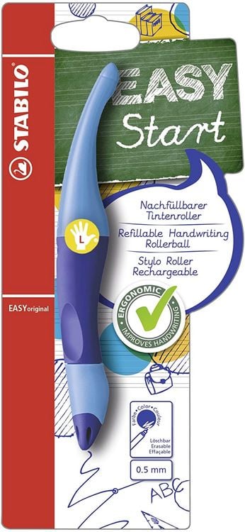 Produktbild: Ergonomischer Tintenroller f&uuml;r Linksh&auml;nder-STABILO EASYoriginal in dunkelblau/hellb.-Einzelstift-Schreibfarbe blau (l&ouml;schbar) -inkl. Patrone