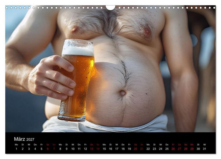 Produktbild: Lustige Kalender M&auml;nner mit Bierb&auml;uchen - Bierbauch Kalender Geschenk f&uuml;r Kollegen, Freunde & Party-Liebhaber Wandkalender (Wandkalender 2027 DIN A3 quer), CALVENDO Monatskalender