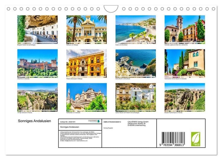 Produktbild: Sonniges Andalusien (Wandkalender 2027 DIN A4 quer), CALVENDO Monatskalender