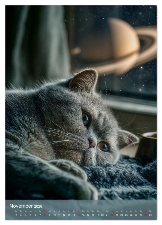 Produktbild: Katzen im Weltall - lustiger Katzenkalender f&uuml;r Kinder, Familien und Katzenliebhaber (Tischkalender 2026 DIN A5 hoch), CALVENDO Monatskalender