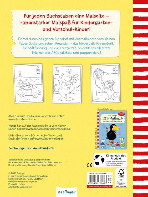 Produktbild: Der kleine Rabe Socke: Das lustige ABC-Malbuch vom kleinen Raben Socke