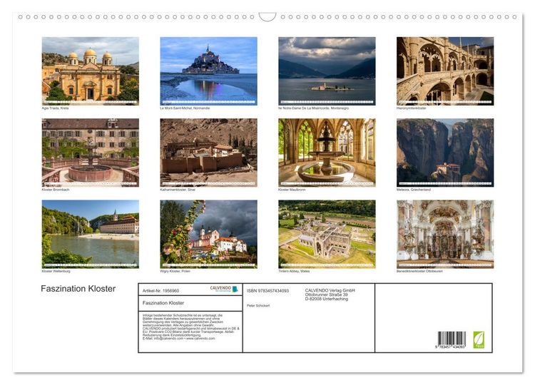 Produktbild: Faszination Kloster (Wandkalender 2026 DIN A2 quer), CALVENDO Monatskalender