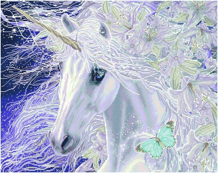 Produktbild: Diamond Painting Einhorn Lilien