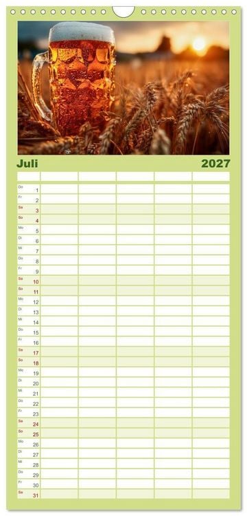 Produktbild: Familienplaner 2027 - Bier im Blut - Ma&szlig; f&uuml;r Ma&szlig; durchs M&auml;nnerjahr mit 5 Spalten (Wandkalender, 21 x 45 cm) CALVENDO