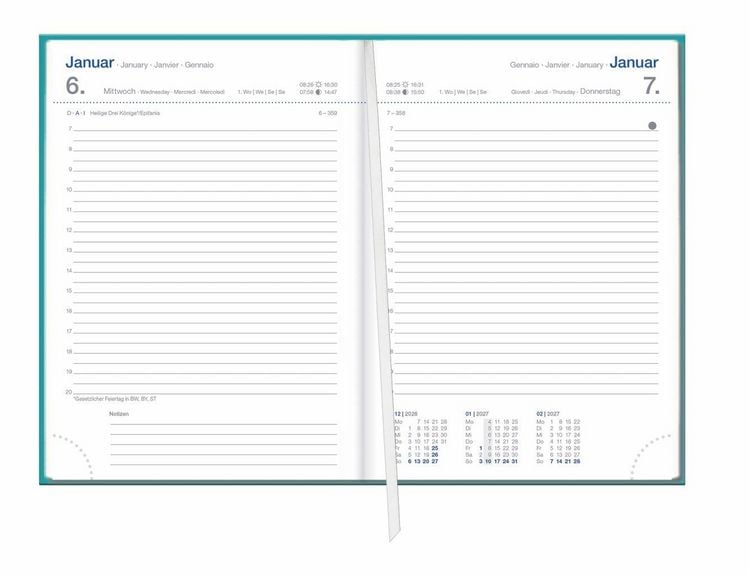Produktbild: Tages-Cheftimer A6, petrol 2027