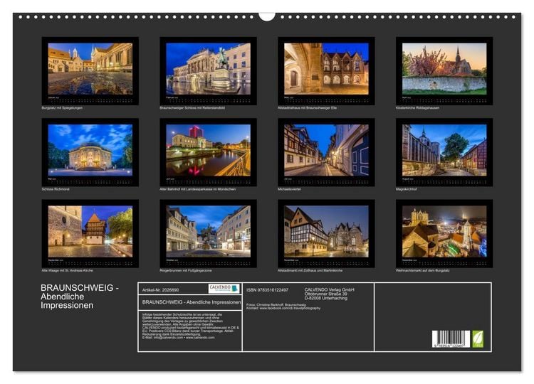 Produktbild: BRAUNSCHWEIG - Abendliche Impressionen (Wandkalender 2026 DIN A2 quer), CALVENDO Monatskalender