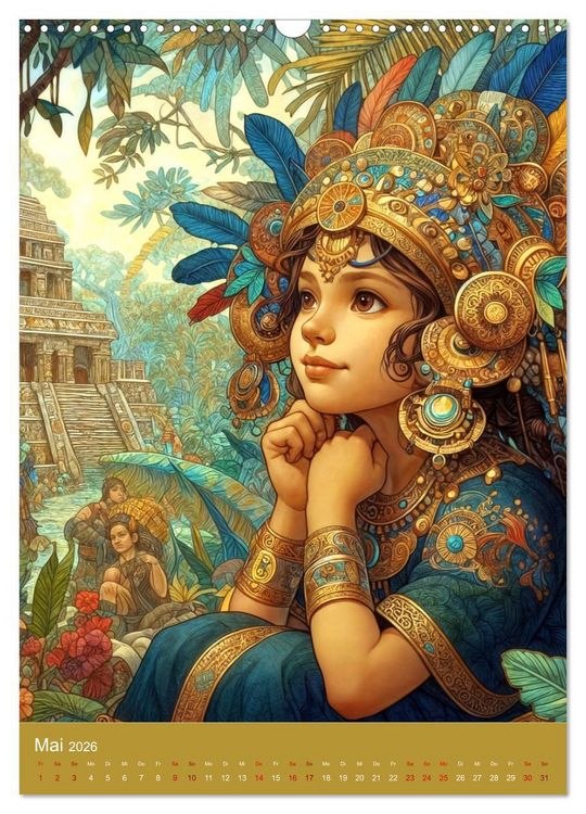 Produktbild: Regenwaldkinder - Ein vom Leben der Mayas inspierter Kinderkalender (Wandkalender 2026 DIN A3 hoch), CALVENDO Monatskalender