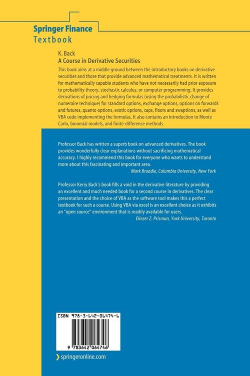 Produktbild: A Course in Derivative Securities