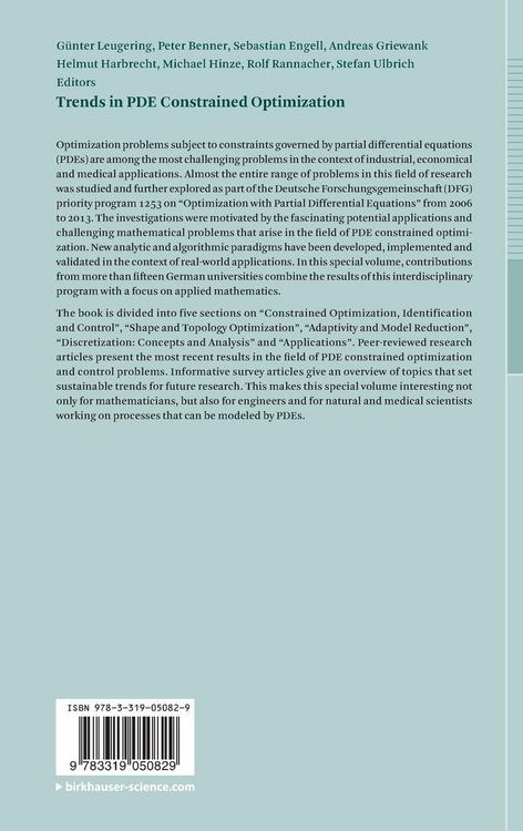 Produktbild: Trends in PDE Constrained Optimization