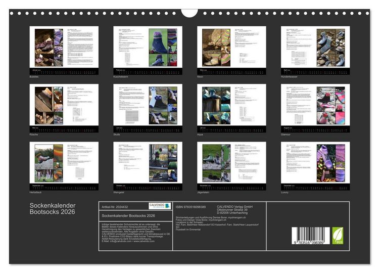 Produktbild: Sockenkalender Bootsocks 2026 (Wandkalender 2026 DIN A3 quer), CALVENDO Monatskalender