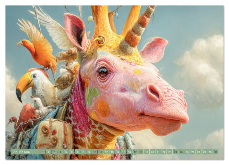 Produktbild: Humorvolle Tieranh&auml;ufungen - Voller Fantasie (Wandkalender 2026 DIN A4 quer), CALVENDO Monatskalender