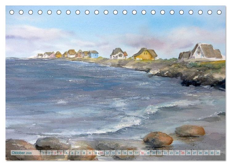 Produktbild: Heiligenhafen in Aquarell (Tischkalender 2026 DIN A5 quer), CALVENDO Monatskalender
