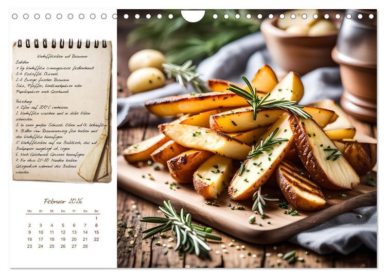 Produktbild: Kartoffelzeit - Zw&ouml;lf klassische KI Kartoffelgerichte mit Rezept (Wandkalender 2026 DIN A4 quer), CALVENDO Monatskalender
