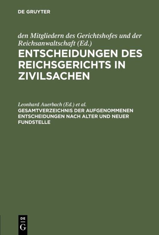 Produktbild: Gesamtverzeichnis der aufgenommenen Entscheidungen nach alter und neuer Fundstelle
