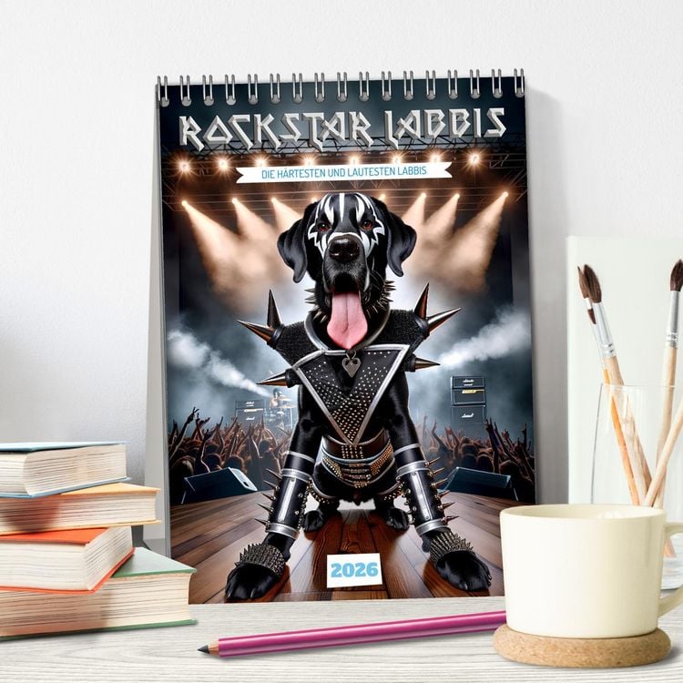 Produktbild: Rockstar Labbi (Tischkalender 2026 DIN A5 hoch), CALVENDO Monatskalender