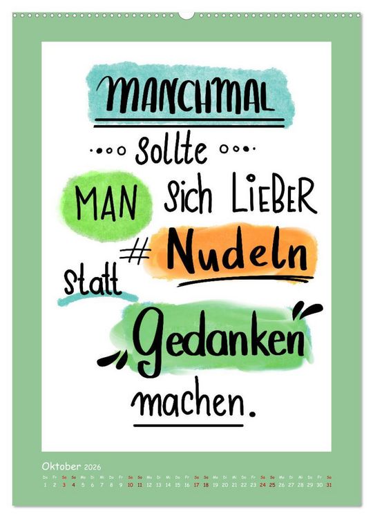 Produktbild: Nachgedacht-Spr&uuml;che und Zitate (Wandkalender 2026 DIN A2 hoch), CALVENDO Monatskalender