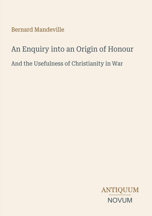 Produktbild: An Enquiry into an Origin of Honour