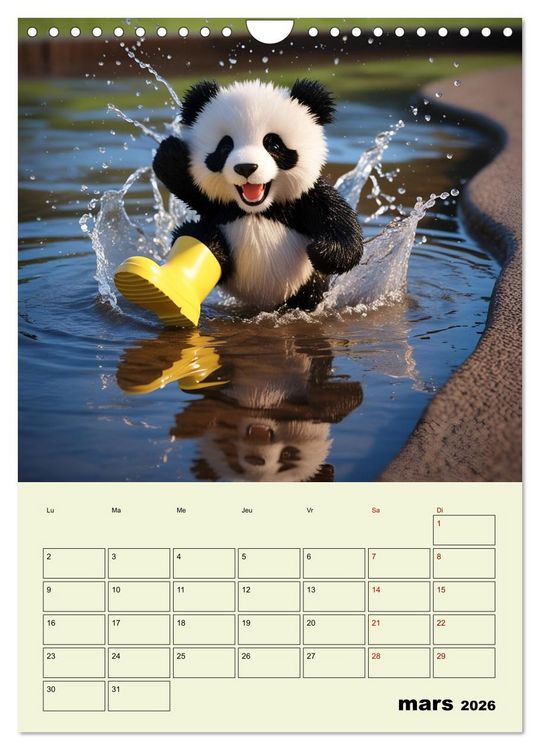 Produktbild: Les pandas rigolos - Une ann&eacute;e de douceur et de rires (Calendrier mural 2026 DIN A4 horizontal), CALVENDO calendrier mensuel