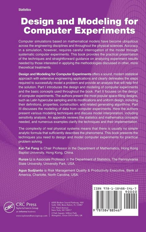 Produktbild: Design and Modeling for Computer Experiments