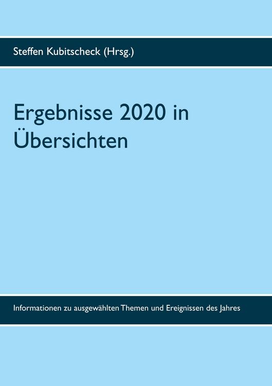 Produktbild: Ergebnisse 2020 in &Uuml;bersichten