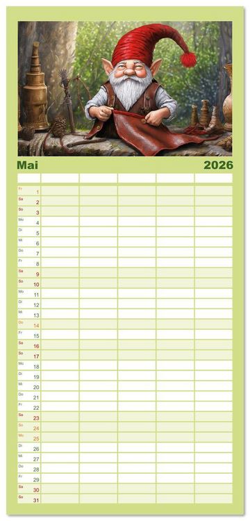 Produktbild: Familienplaner 2026 - Wichtelwelten - Ein Jahr im Verborgenen mit 5 Spalten (Wandkalender, 21 x 45 cm) CALVENDO