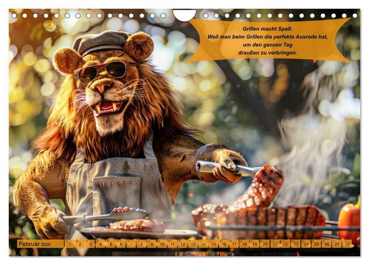 Produktbild: Tierisch lustige Grillmeister (Wandkalender 2026 DIN A4 quer), CALVENDO Monatskalender