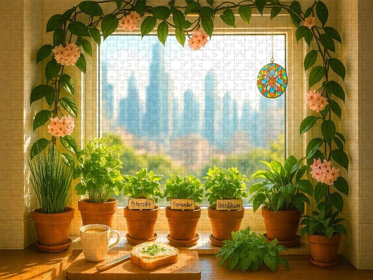 Produktbild: CALVENDO Puzzle Fenster von Hoya umrankt | 1000 Teile Lege-Gr&ouml;&szlig;e 64x48cm Foto-Puzzle f&uuml;r gl&uuml;ckliche Stunden