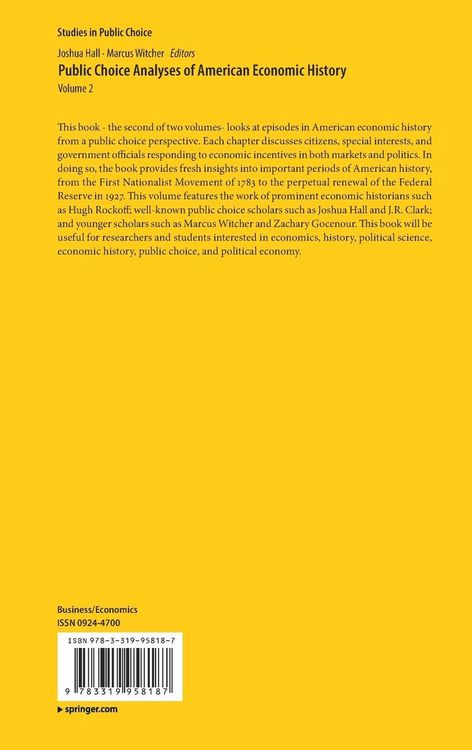 Produktbild: Public Choice Analyses of American Economic History