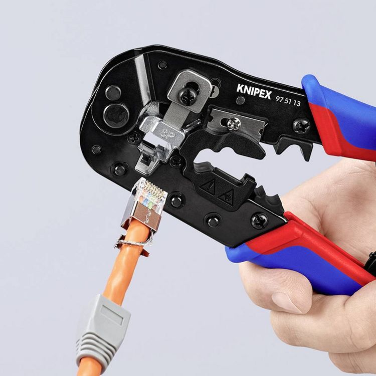 Produktbild: Knipex Crimpzange f&uuml;r RJ45-Westernstecker 97 51 13 Crimpzange