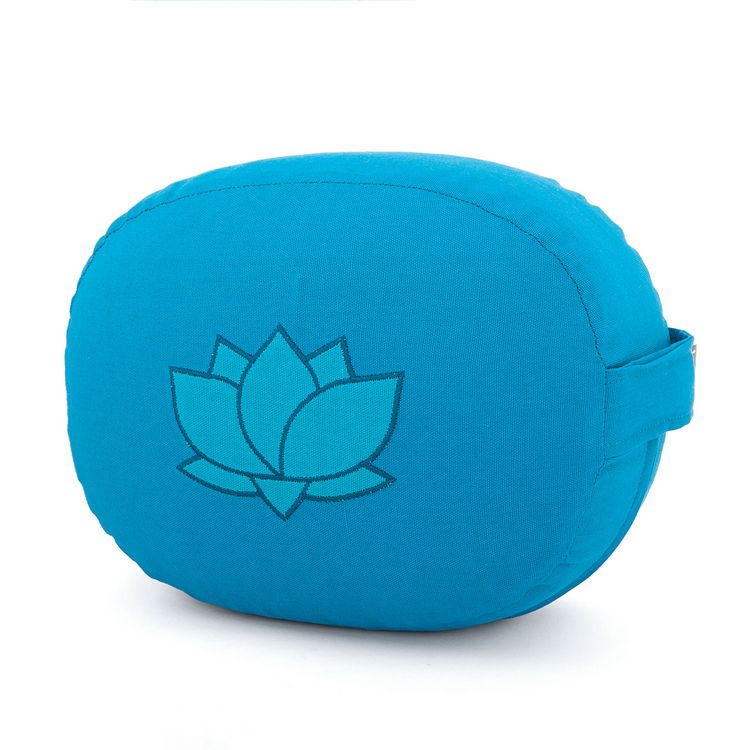 Produktbild: Meditationskissen Oval mit Lotus-Stickerei &brvbar; t&uuml;rkis