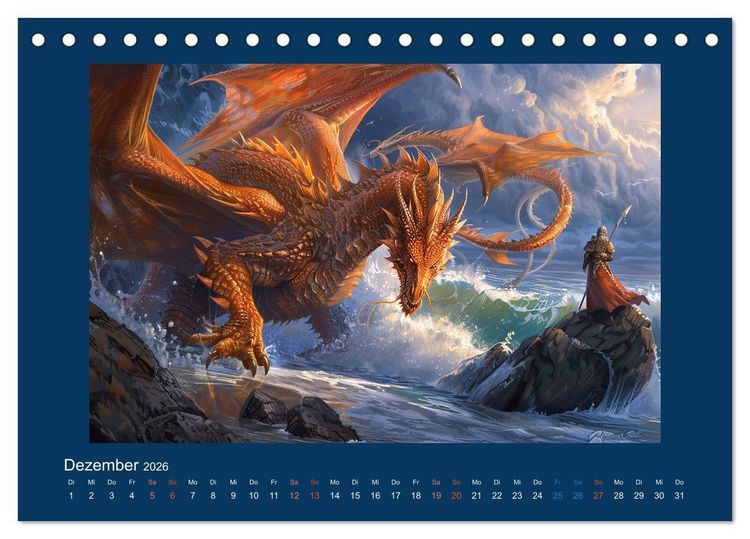 Produktbild: Drachenkrieger (Tischkalender 2026 DIN A5 quer), CALVENDO Monatskalender