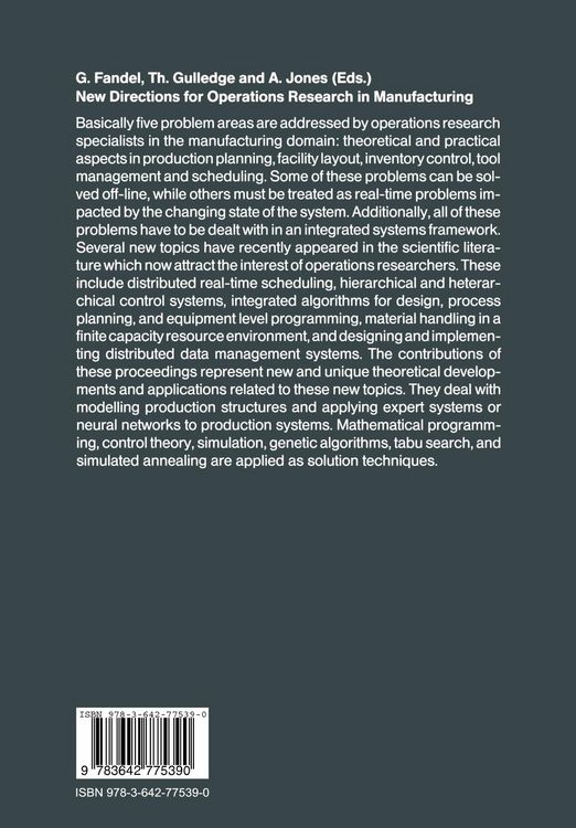 Produktbild: New Directions for Operations Research in Manufacturing