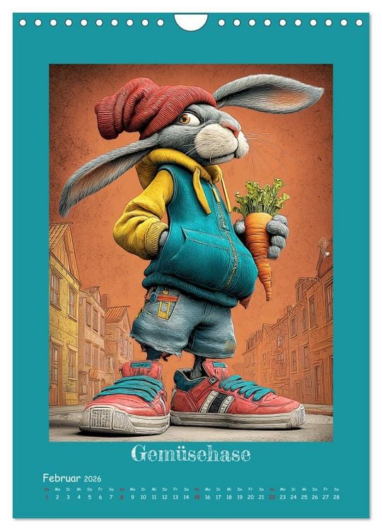 Produktbild: Urban Rabbits. Coole Stadthasen mit Charakter (Wandkalender 2026 DIN A4 hoch), CALVENDO Monatskalender