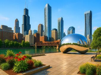 Produktbild: CALVENDO Puzzle Chicago - USA - verschiedene Sehensw&uuml;rdigkeiten kombiniert | 1000 Teile Lege-Gr&ouml;&szlig;e 64x48cm Foto-Puzzle f&uuml;r gl&uuml;ckliche Stunden