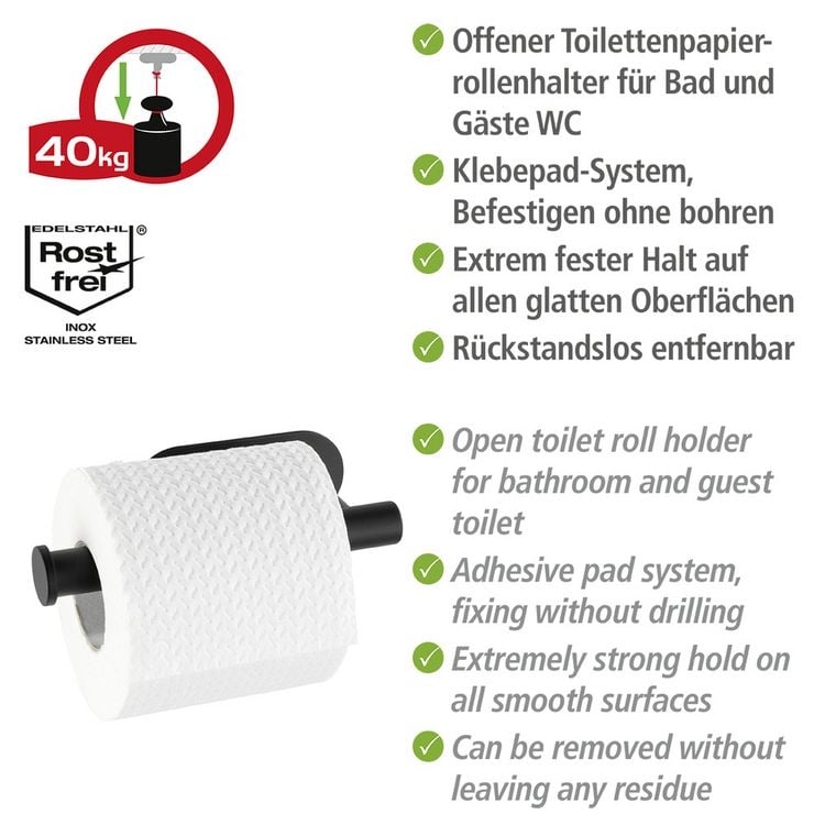 Produktbild: Turbo-Loc&reg; Toilettenpapierhalter Mod. Orea Black Matt, Befestigen ohne Bohren