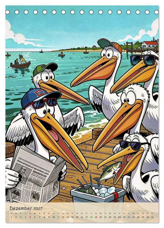 Produktbild: Lustige Pelikane - Comic (Tischkalender 2027 DIN A5 hoch), CALVENDO Monatskalender