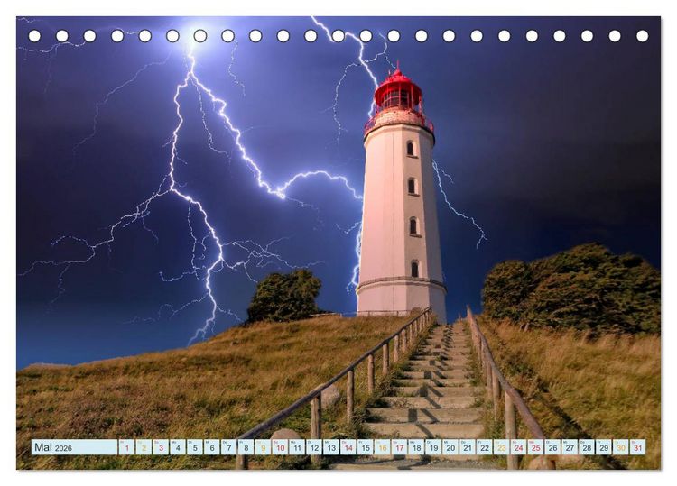 Produktbild: Leuchtturm Gewitter (Tischkalender 2026 DIN A5 quer), CALVENDO Monatskalender