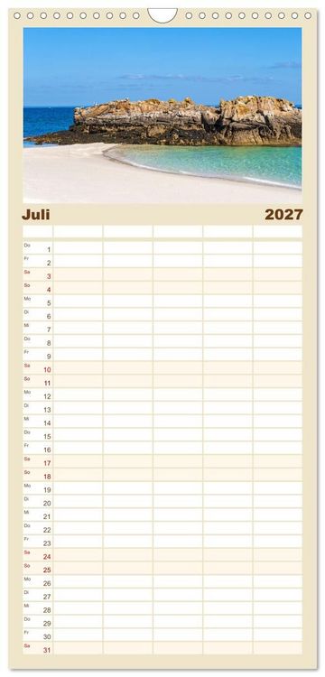 Produktbild: Familienplaner 2027 - Bretagne - Traumk&uuml;sten im s&uuml;dlichen Finist&egrave;re mit 5 Spalten (Wandkalender, 21 x 45 cm) CALVENDO