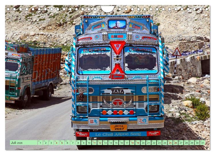 Produktbild: Indien Farbenfrohe LKW (Wandkalender 2026 DIN A4 quer), CALVENDO Monatskalender