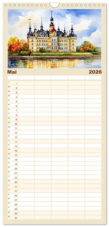 Produktbild: Familienplaner 2026 - M&auml;rchenschl&ouml;sser und Burgen mit 5 Spalten (Wandkalender, 21 x 45 cm) CALVENDO